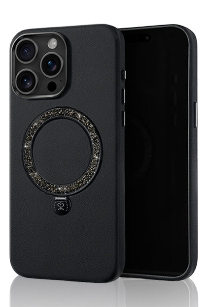 Pynana Dancing Circle iPhone 15 Pro Standlı Kılıf Magsafe Uyumlu Siyah