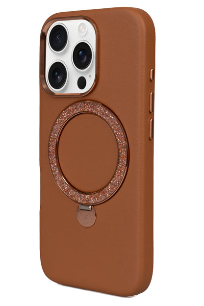Pynana Dancing Circle iPhone 16 Pro Max Standlı Kılıf Magsafe Uyumlu Kahverengi