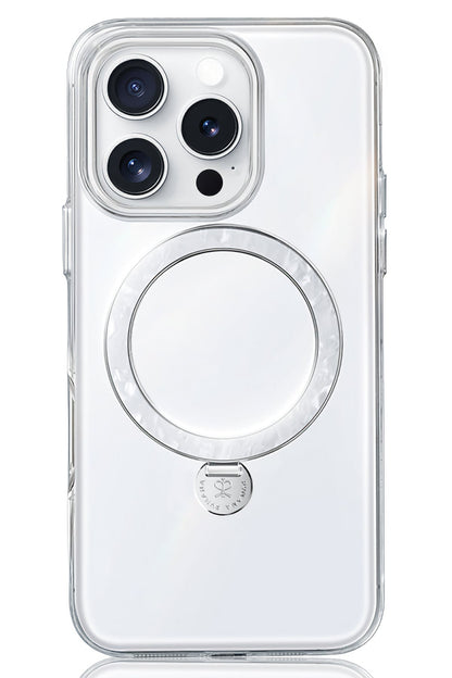 Pynana Dancing Streamer Magsafe Uyumlu iPhone 15 Pro Max Standlı Kılıf Beyaz