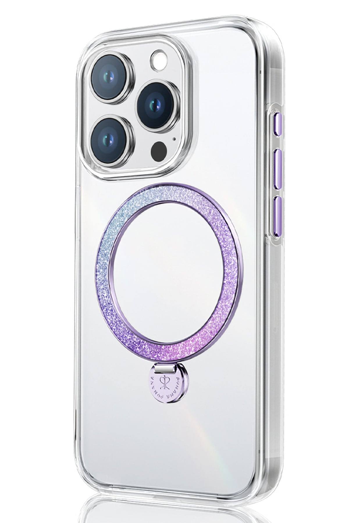 Pynana Dancing Streamer Magsafe Uyumlu iPhone 16 Pro Max Standlı Kılıf Mor