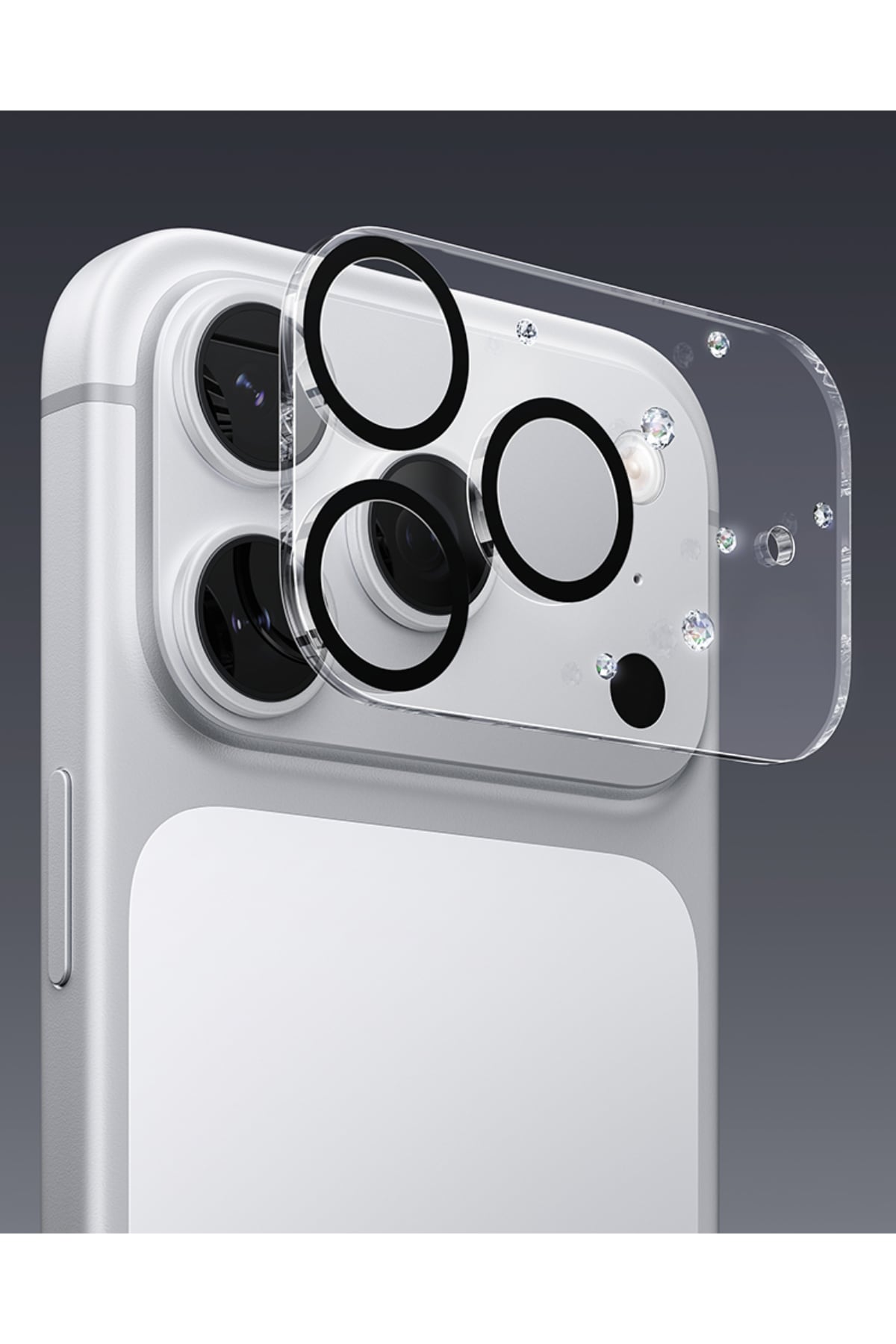 Pynana iPhone 17 Pro / Max Diamond Sky Serisi Taşlı Kamera Ada Lens Koruyucu Şeffaf
