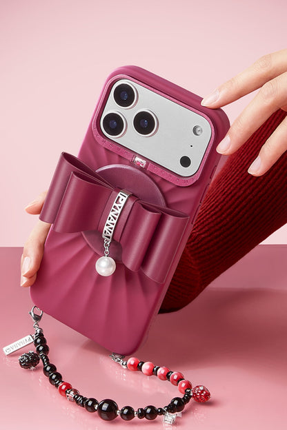 Pynana LunaBow Serisi Magsafe Uyumlu Ring Stand Telefon Tutucu Bordo