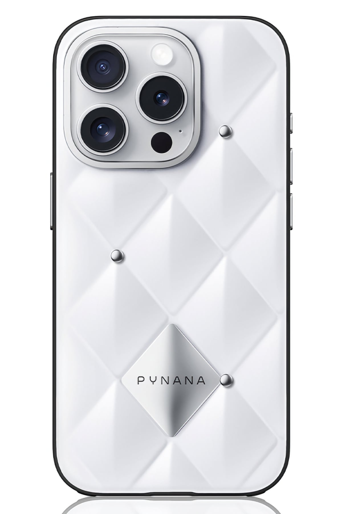 Pynana Metal Diamond iPhone 16 Pro Kılıf Beyaz