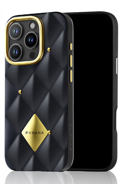 Pynana Metal Diamond iPhone 16 Pro Max Kılıf Siyah