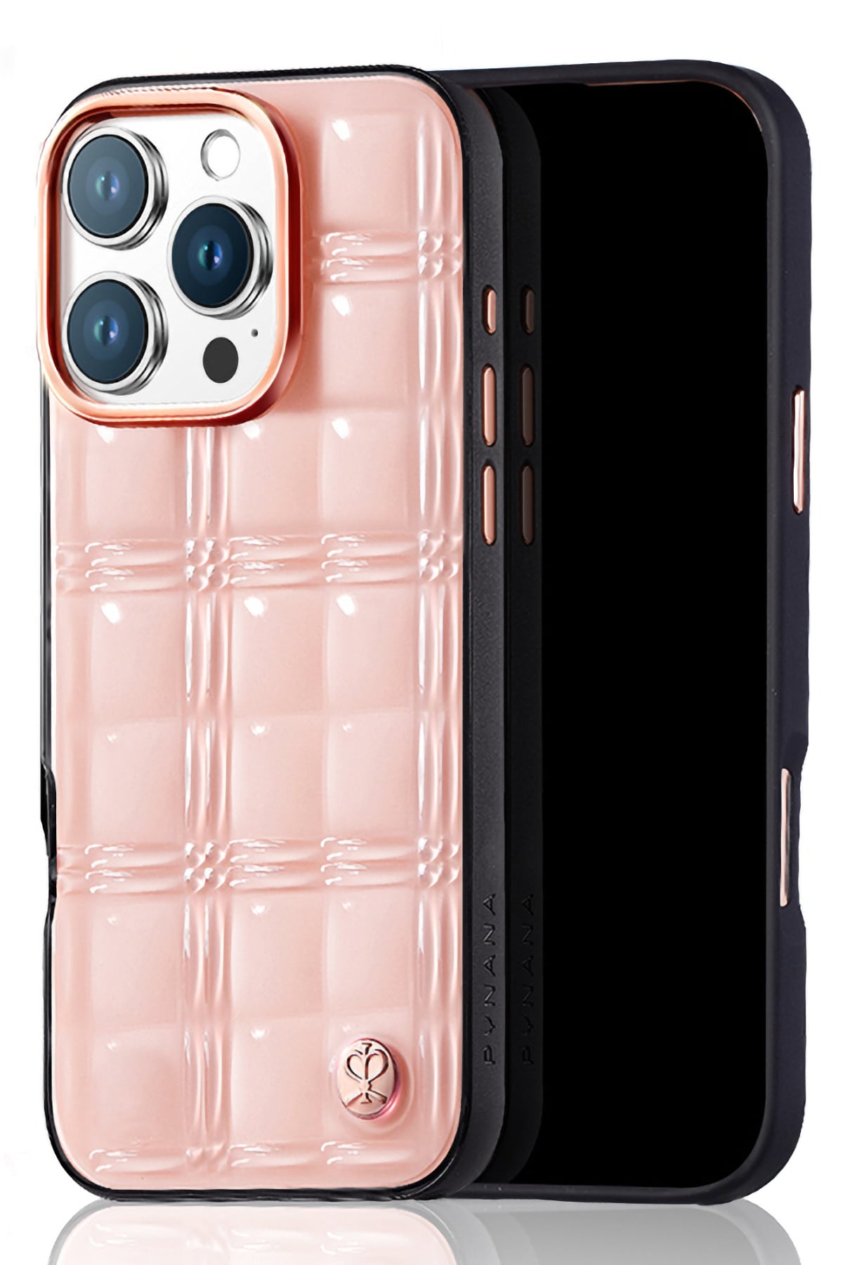 Pynana Metal Grid iPhone 16 Pro Kılıf Askı Aparatlı Pembe