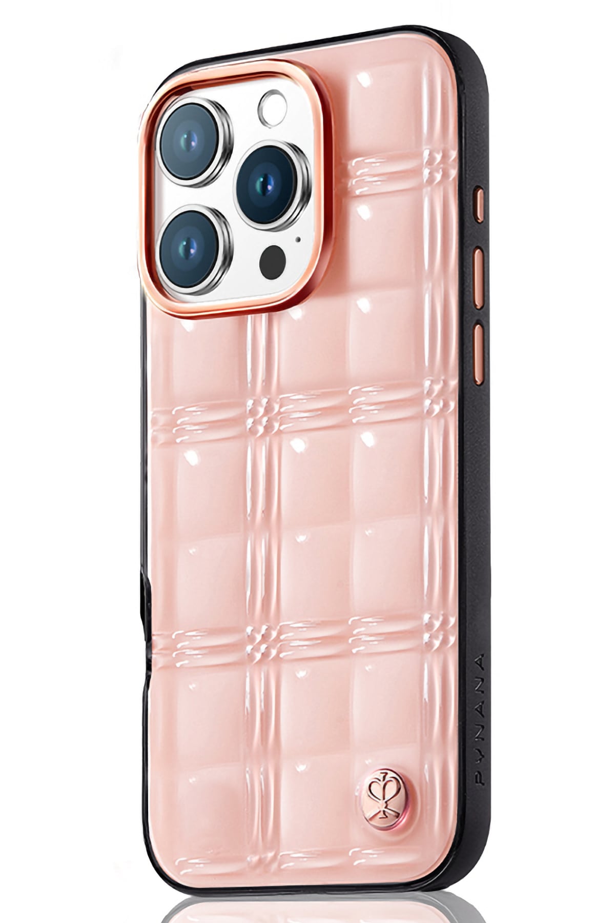 Pynana Metal Grid iPhone 16 Pro Kılıf Askı Aparatlı Pembe