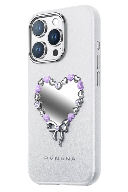 Pynana Mirror Serisi Zirconia Taşlı iPhone 16 Pro Kılıf Beyaz