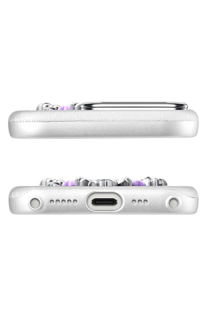 Pynana Mirror Serisi Zirconia Taşlı iPhone 16 Pro Kılıf Beyaz