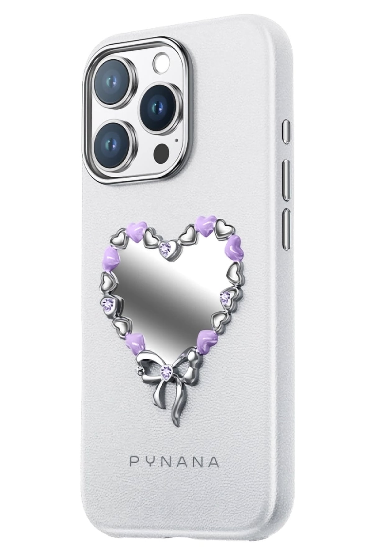 Pynana Mirror Serisi Zirconia Taşlı iPhone 16 Pro Max Kılıf Beyaz