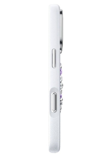 Pynana Mirror Serisi Zirconia Taşlı iPhone 16 Pro Max Kılıf Beyaz