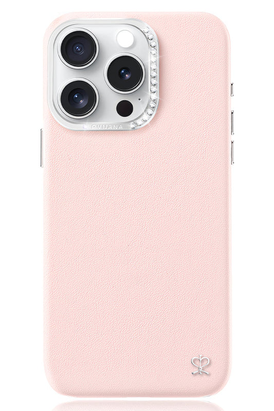 Pynana Starry iPhone 14 Pro Deri Kılıf Pembe