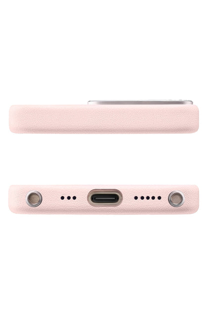 Pynana Starry iPhone 16 Pro Deri Kılıf Magsafe Uyumlu Pembe