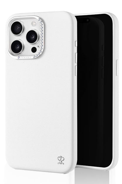 Pynana Starry iPhone 16 Pro Max Deri Kılıf Magsafe Uyumlu Beyaz