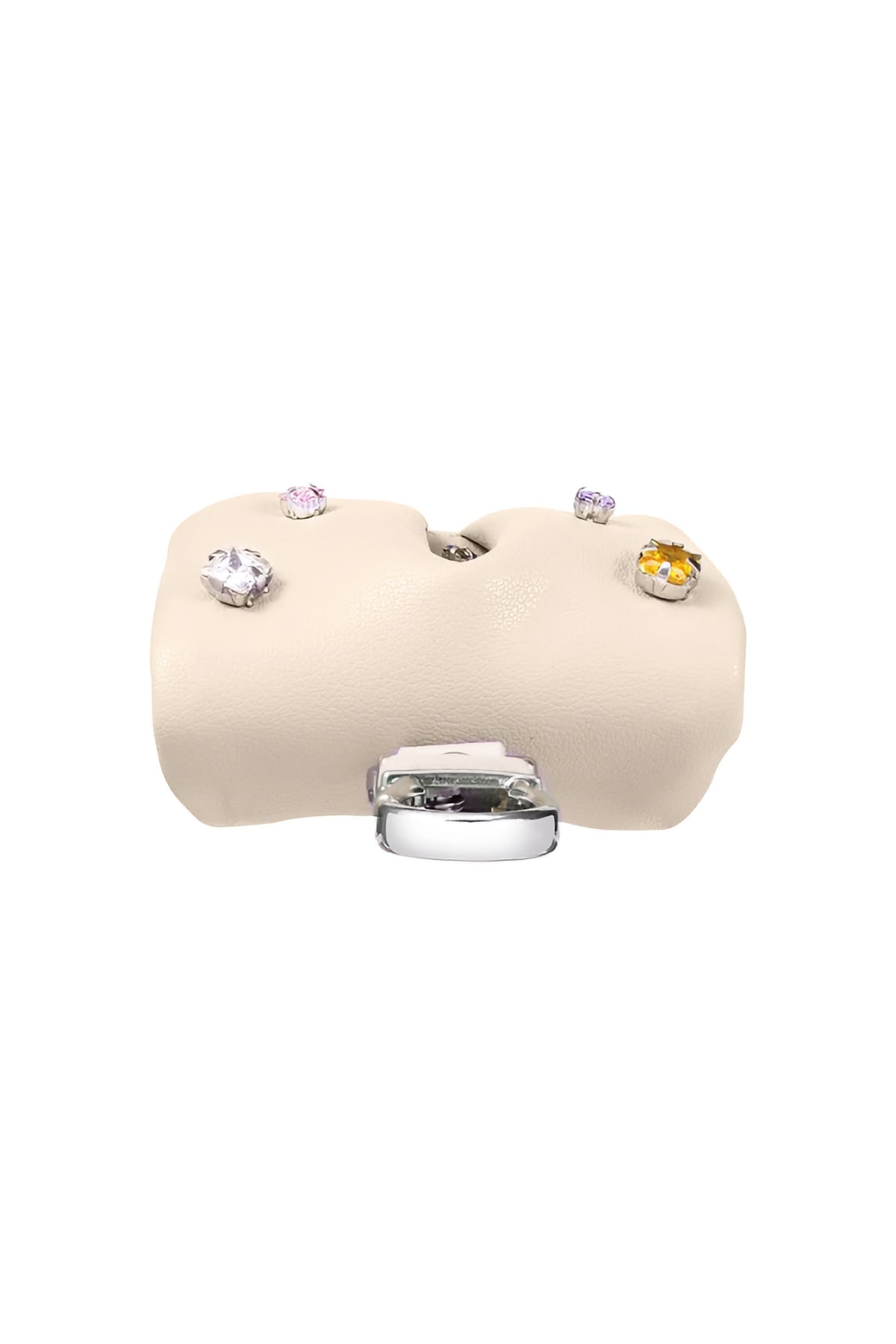 Pynana Sugar Cube Airpods 4 Kılıf PU Deri Taşlı Çanta Bej