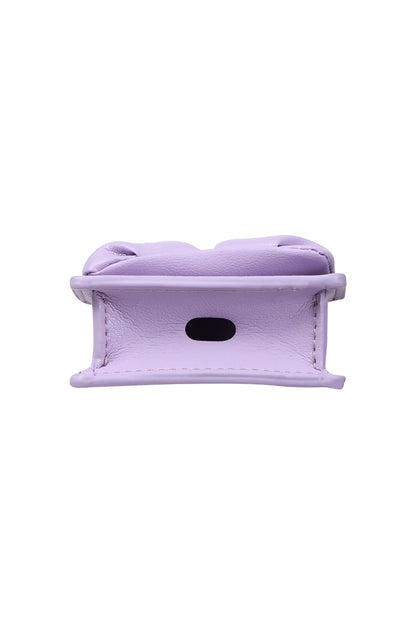 Pynana Sugar Cube Airpods 4 Kılıf PU Deri Taşlı Çanta Mor
