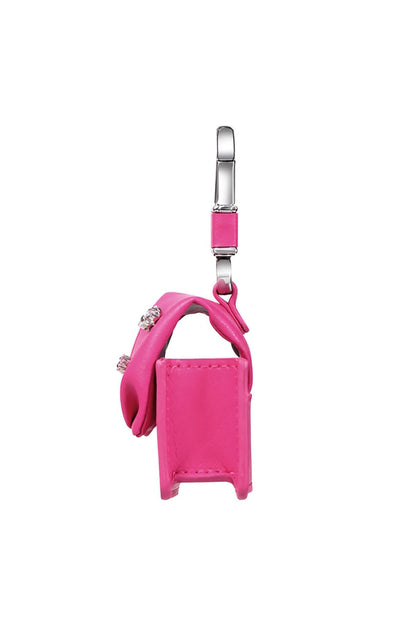 Pynana Sugar Cube Airpods 4 Kılıf PU Deri Taşlı Çanta Pembe