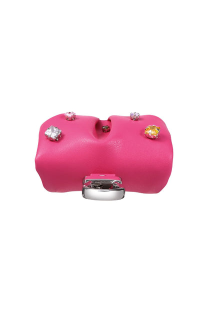 Pynana Sugar Cube Airpods 4 Kılıf PU Deri Taşlı Çanta Pembe