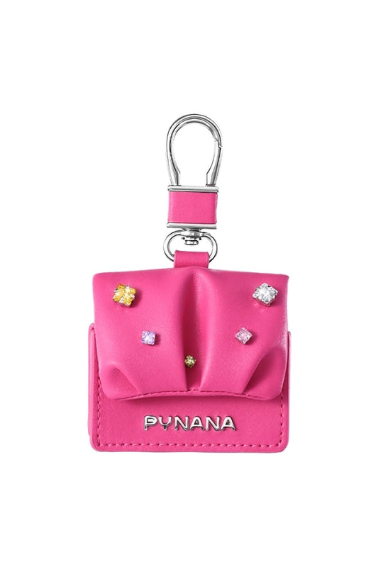 Pynana Sugar Cube Airpods Pro 2 Kılıf PU Deri Taşlı Çanta Pembe
