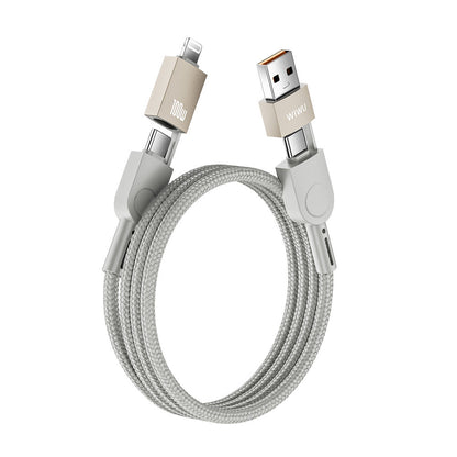 Raptor 4in1 Çoklu USB-A + Type-C to Type-C + Lightning 100W Şarj ve Data Kablosu 120cm