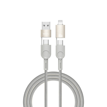 Raptor 4in1 Çoklu USB-A + Type-C to Type-C + Lightning 60W Şarj ve Data Kablosu 2mt