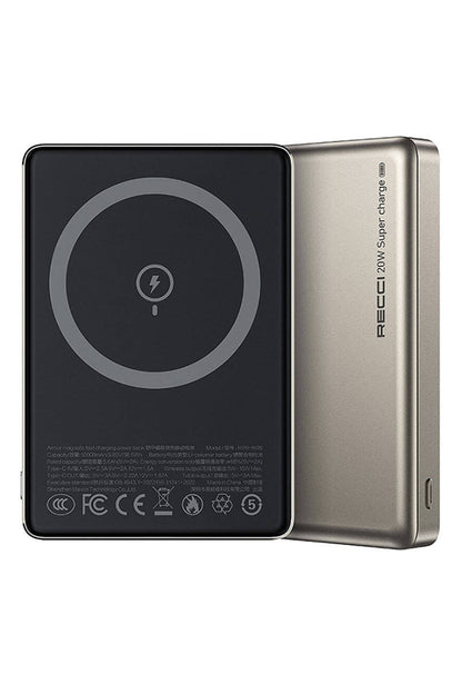Recci Magsafe Hızlı Şarj Özellikli Powerbank PD 20W 10000mAh Titanium Gold