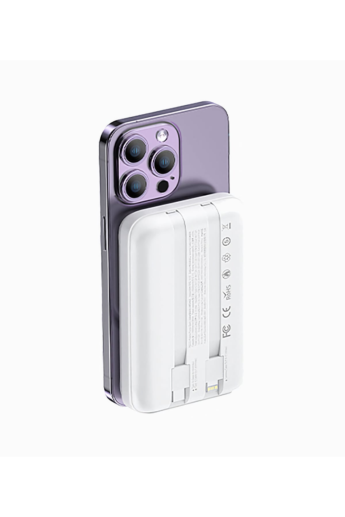 Recci Polaris Çift Kablolu Led Göstergeli 15W 1000mAh Powerbank Beyaz