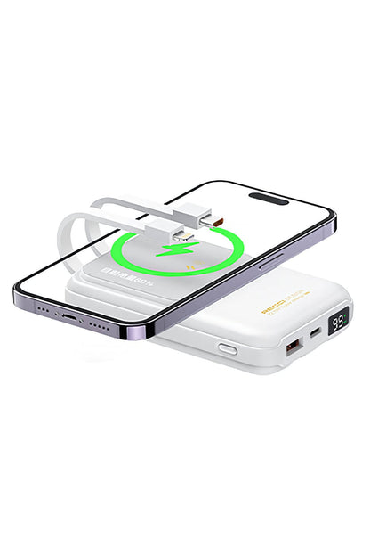 Recci Polaris Çift Kablolu Led Göstergeli 15W 1000mAh Powerbank Beyaz