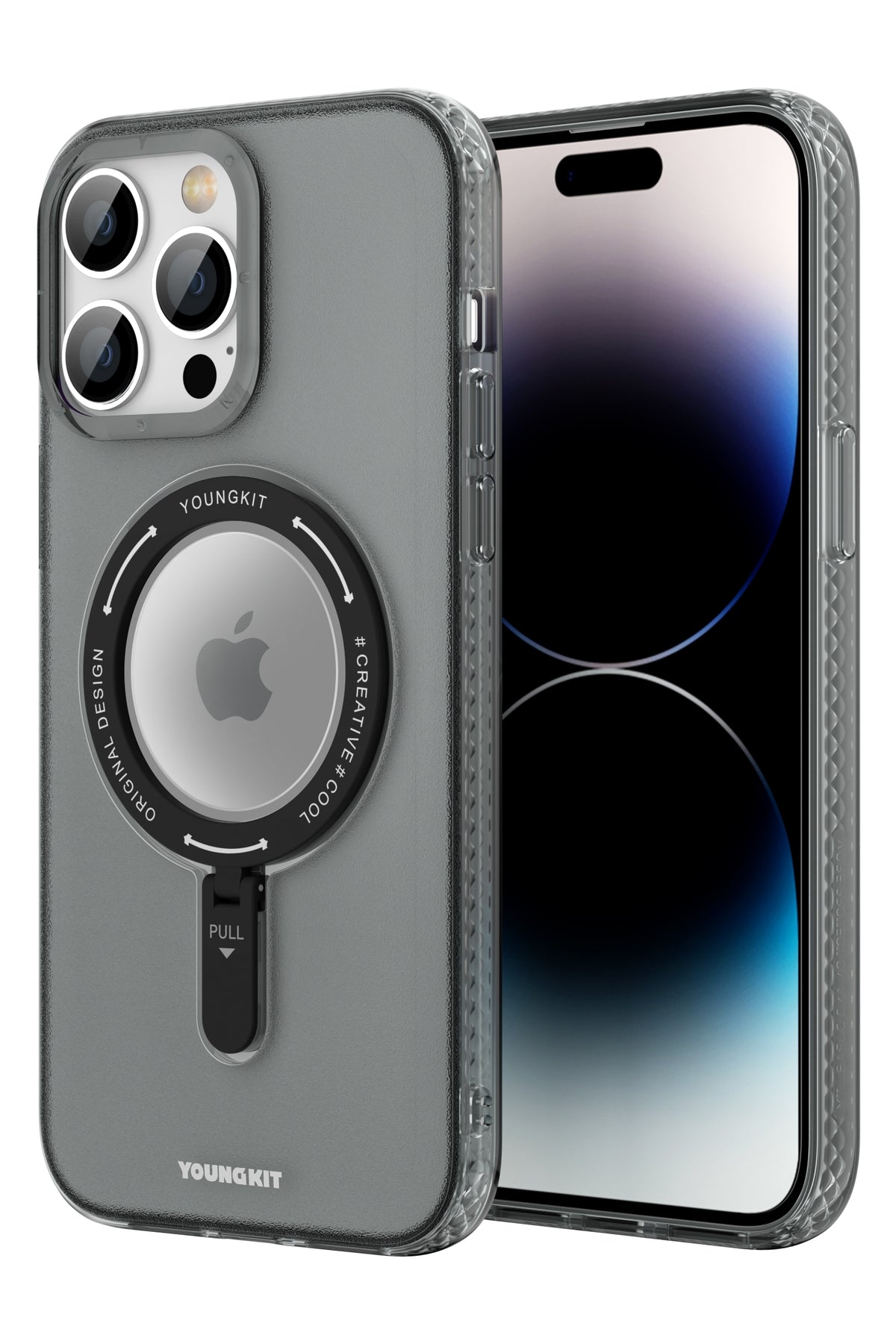 Youngkit Rock iPhone 14 Pro Magsafe Siyah Stand Kılıf