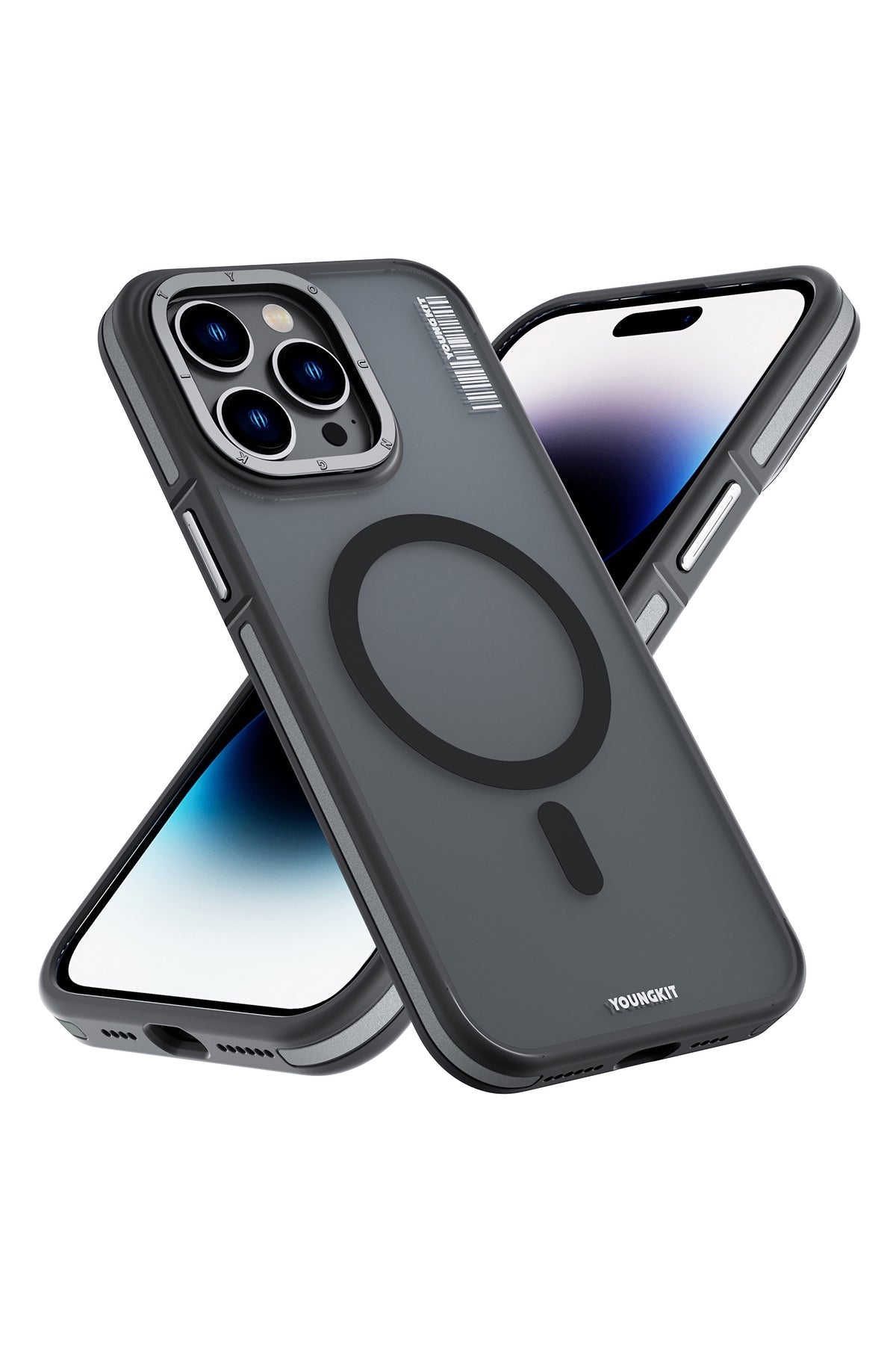 Youngkit Rock Sand Skin iPhone 15 Pro Max Uyumlu Magsafe Siyah Kılıf