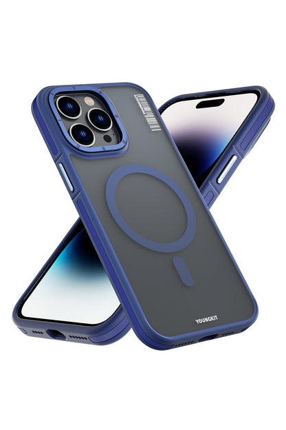 Youngkit Rock Sand Skin iPhone 15 Pro Max Uyumlu Magsafe Mavi Kılıf