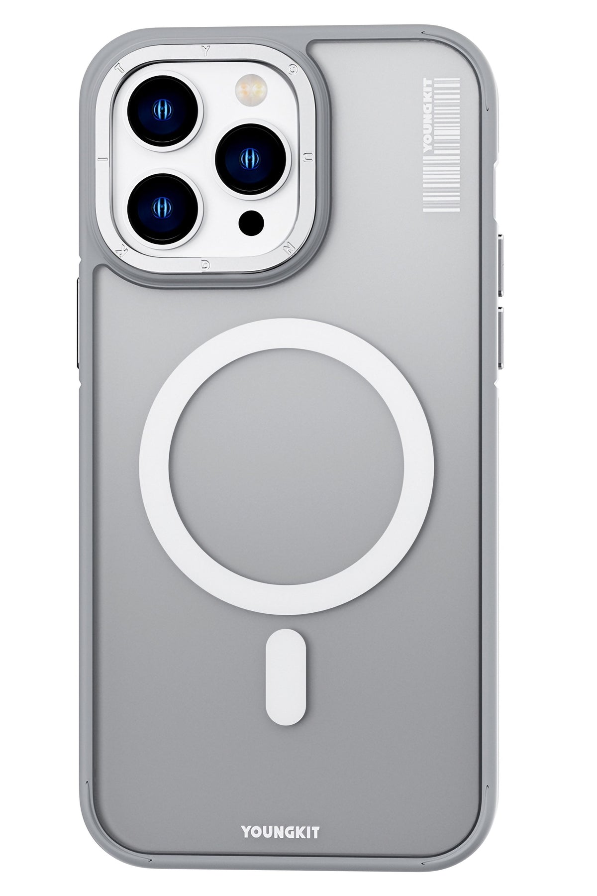 Youngkit Rock Sand Skin iPhone 15 Pro Max Uyumlu Magsafe Gri Kılıf