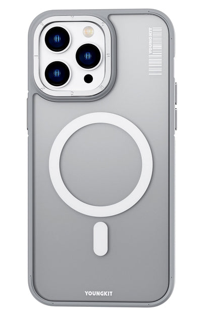 Youngkit Rock Sand Skin iPhone 15 Pro Max Uyumlu Magsafe Gri Kılıf