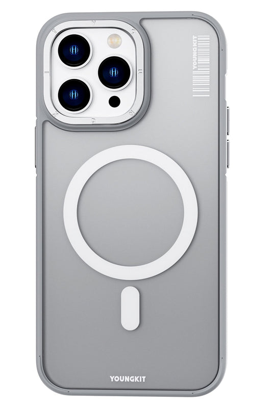 Youngkit Rock Sand Skin iPhone 15 Pro Max Uyumlu Magsafe Gri Kılıf