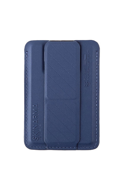 SkinArma iPhone 15 Pro Max Uyumlu Saıdo Kado Kartlıklı Standlı Kılıf Mavi