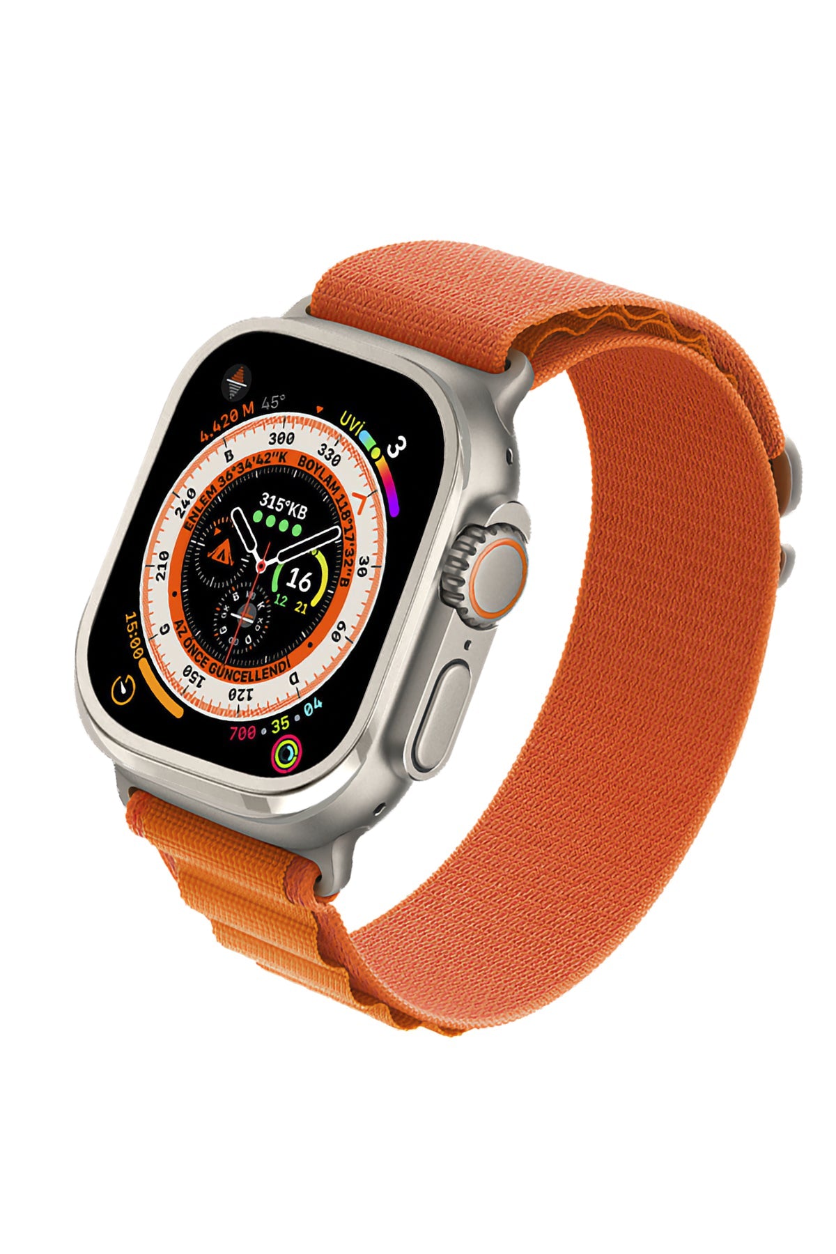 Apple Watch Ultra Uyumlu Metal Çerçeve Koruyucu Shiny