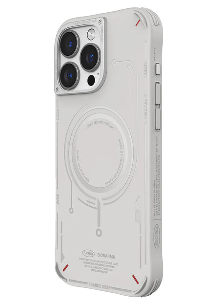 Skinarma Mecha iPhone 16 Pro Magsafe Uyumlu Kılıf Açık Gri
