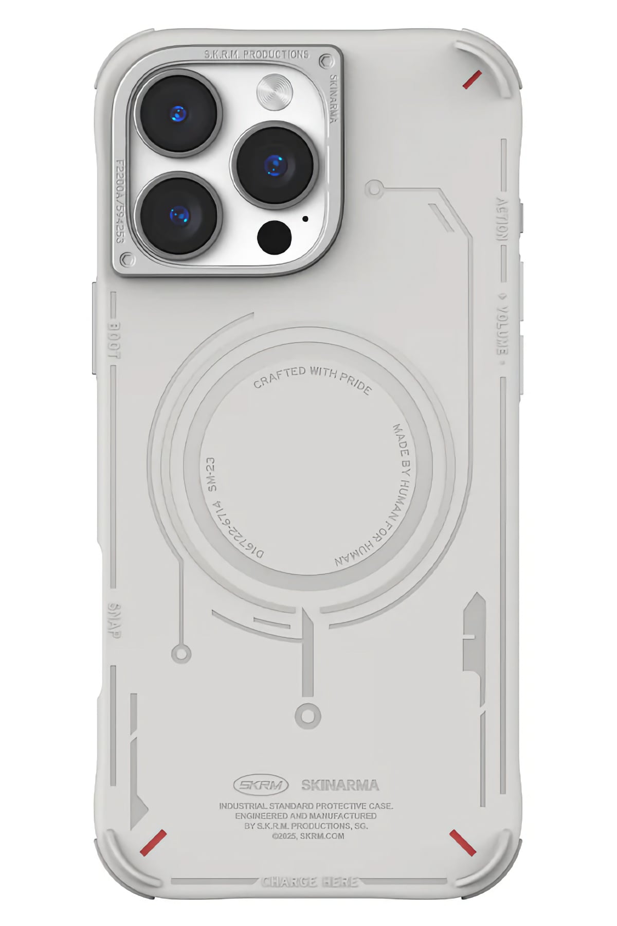 Skinarma Mecha iPhone 16 Pro Max Magsafe Uyumlu Kılıf Açık Gri