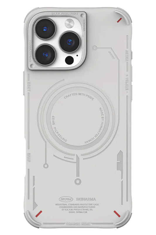 Skinarma Mecha iPhone 16 Pro Max Magsafe Uyumlu Kılıf Açık Gri