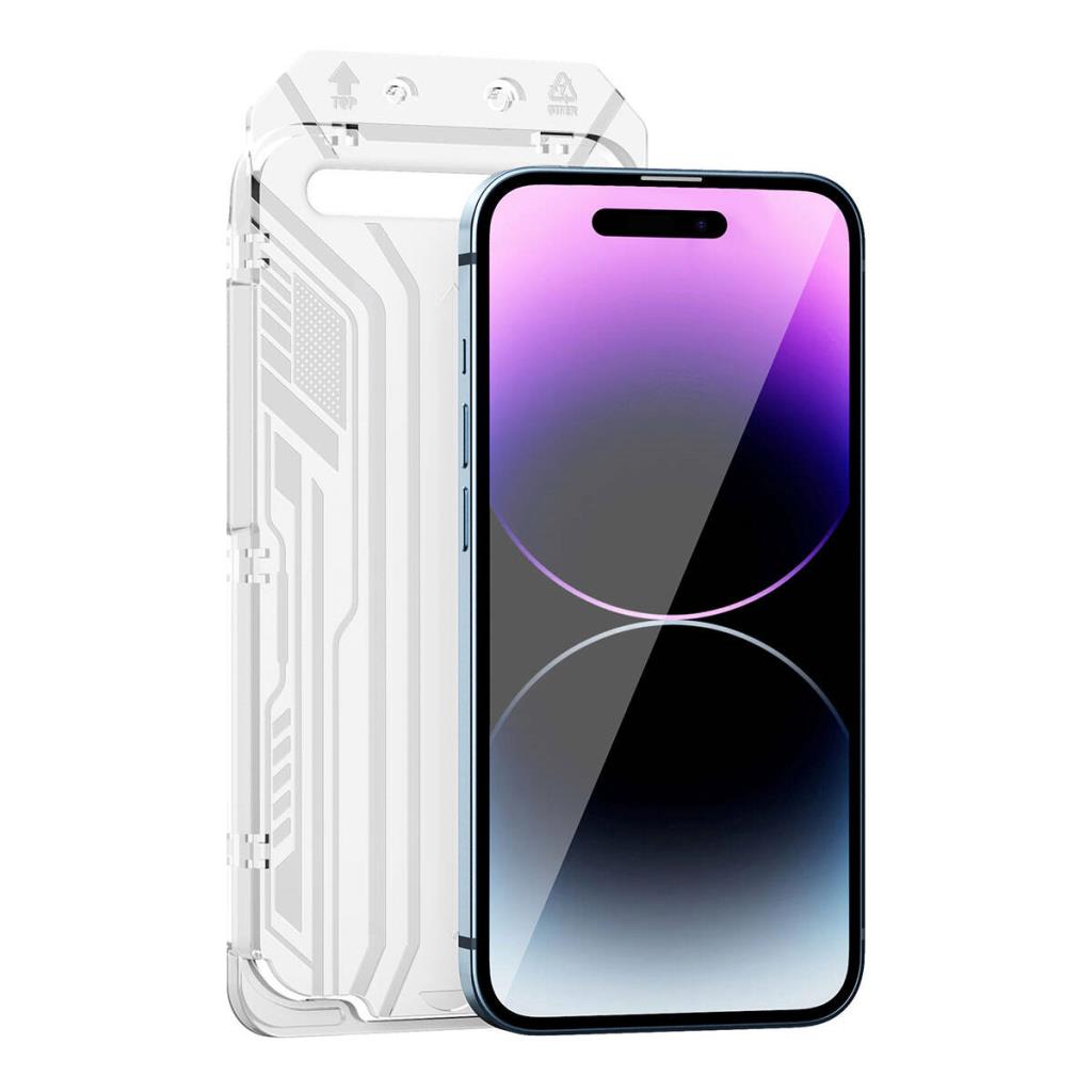 SQ-005 Kolay Uygulama Aparatlı iVista Yüksek Dayanıklı iPhone 15 Pro Max Ekran Koruyucu