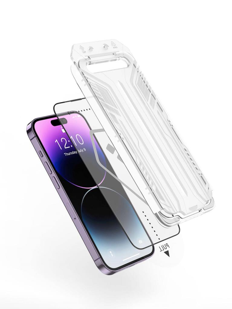 SQ-005 Kolay Uygulama Aparatlı iVista Yüksek Dayanıklı iPhone 15 Pro Max Ekran Koruyucu
