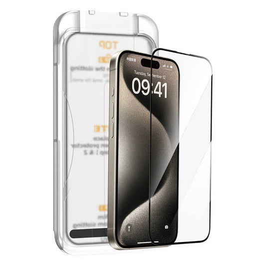SQ-008 Easy Install iPhone 15 Temperli Cam Ekran Koruyucu