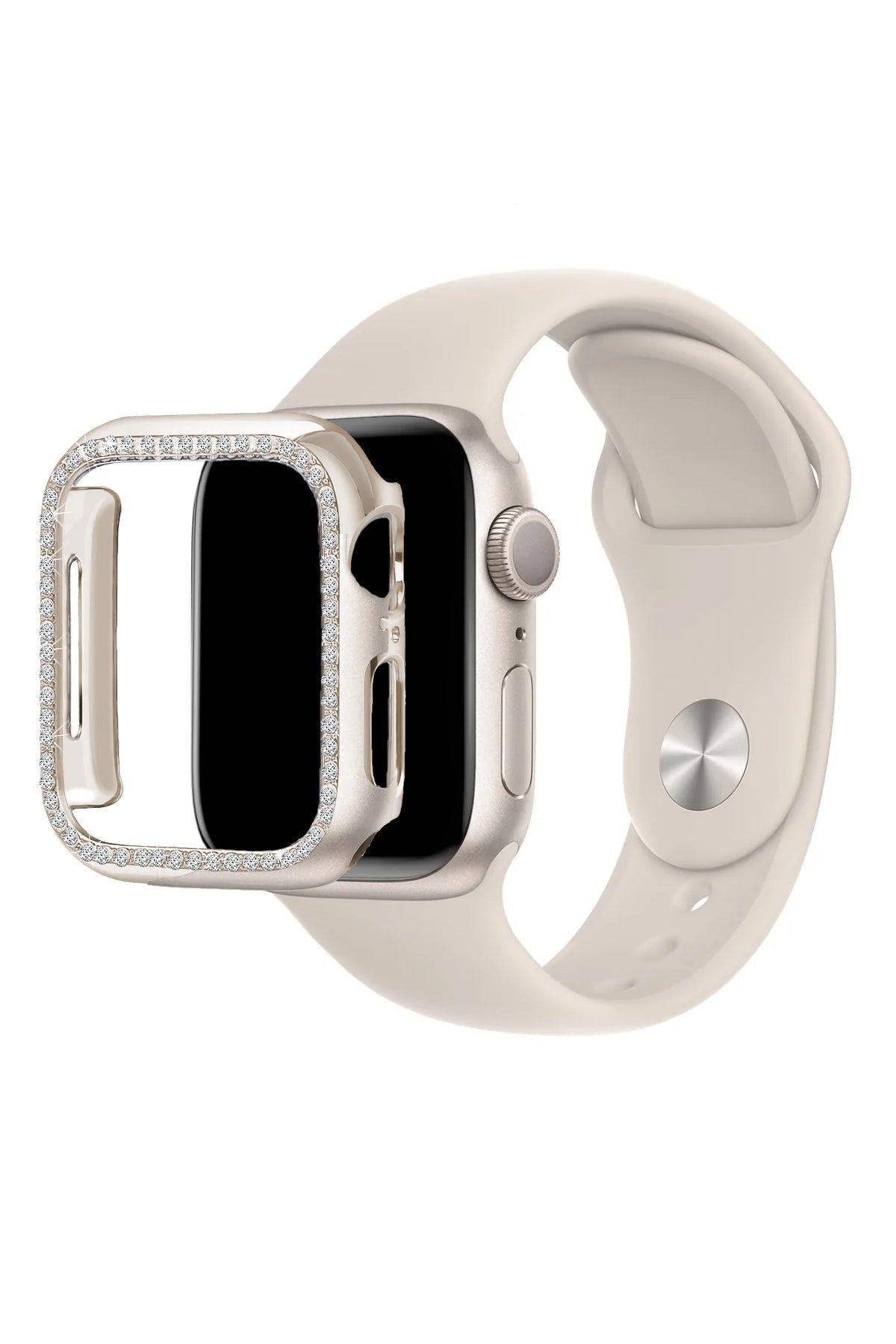 Apple Watch Uyumlu Bumper Parlak Taşlı Kasa Starlight