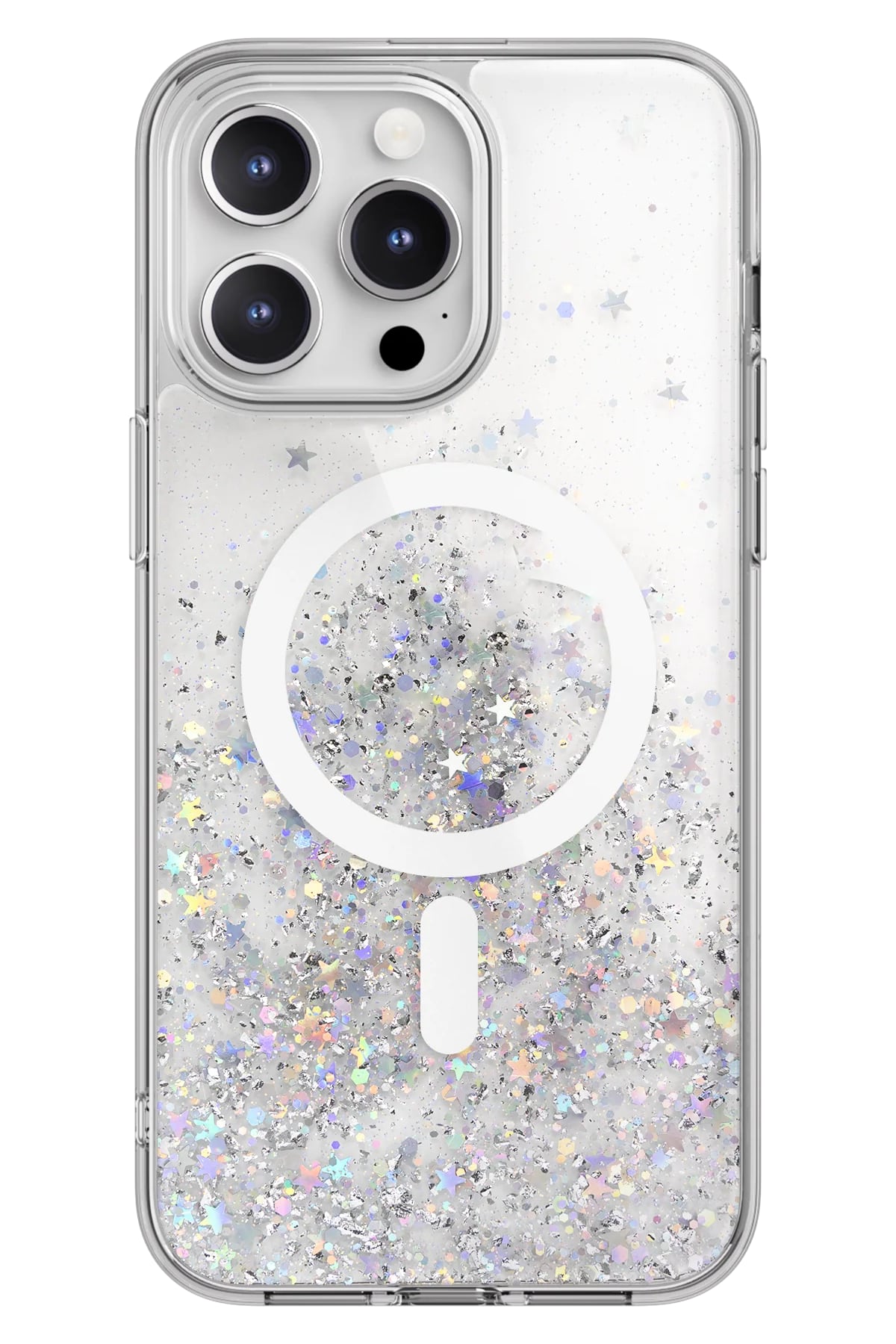 Switcheasy Starfield 3D Glitter Simli iPhone 15 Pro Magsafe Uyumlu Kılıf Şeffaf