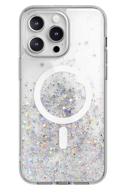 Switcheasy Starfield 3D Glitter Simli iPhone 15 Pro Max Magsafe Uyumlu Kılıf Şeffaf