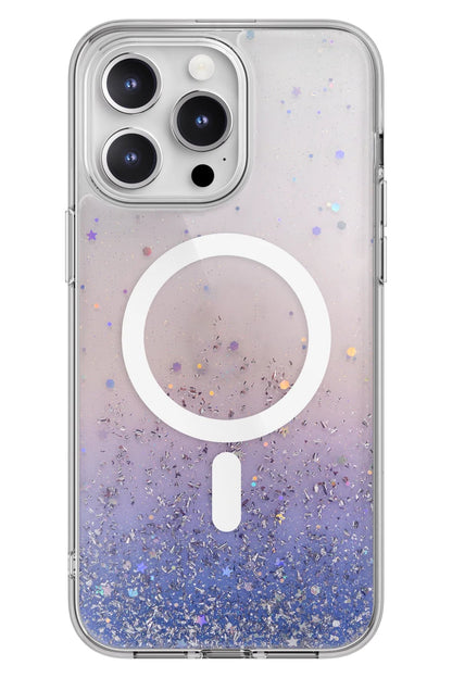 Switcheasy Starfield 3D Glitter Simli iPhone 15 Pro Max Magsafe Uyumlu Kılıf Mor