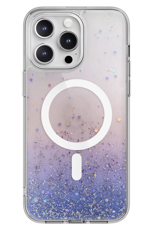 Switcheasy Starfield 3D Glitter Simli iPhone 15 Pro Max Magsafe Uyumlu Kılıf Mor