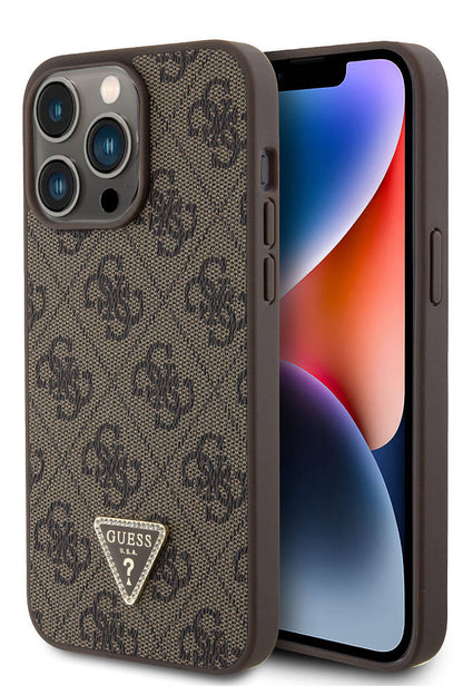 Guess iPhone 14 Pro Max Uyumlu 4G Desenli Strass Kılıf Kahverengi