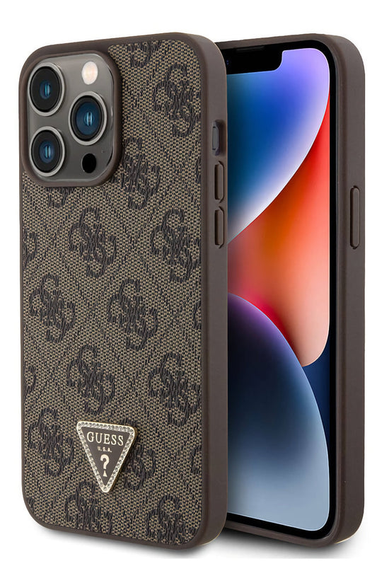 Guess iPhone 14 Pro Max Uyumlu 4G Desenli Strass Kılıf Kahverengi