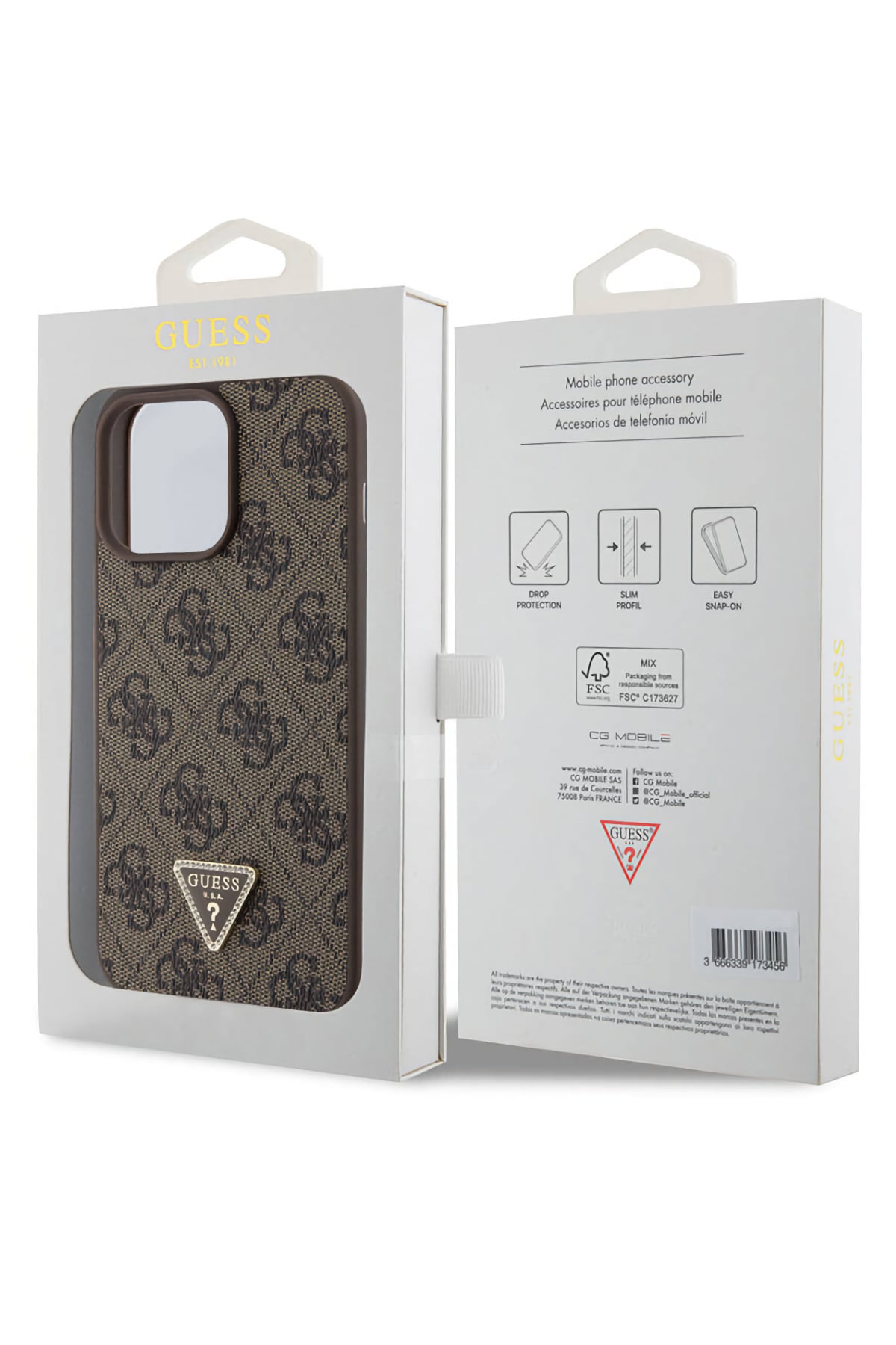 Guess iPhone 14 Pro Max Uyumlu 4G Desenli Strass Kılıf Kahverengi