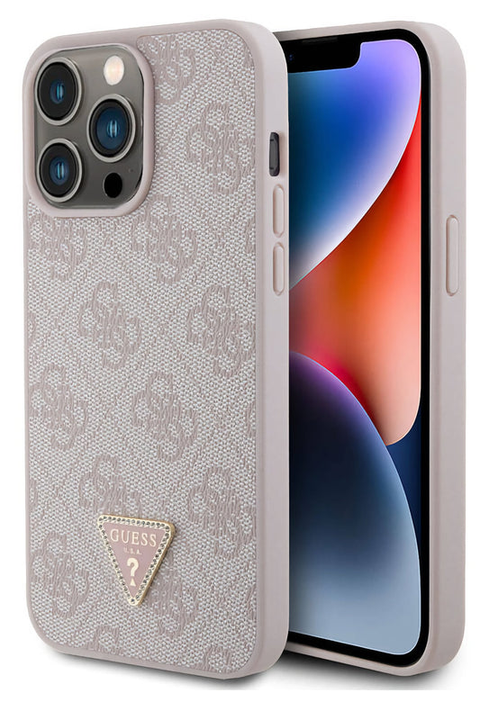 Guess iPhone 14 Pro Max Uyumlu 4G Desenli Strass Kılıf Pembe